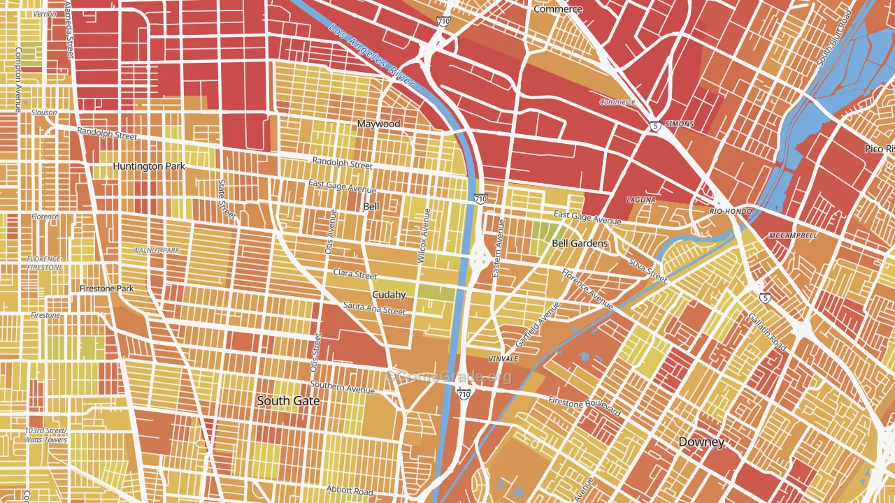 90201, CA Map of Vehicle Theft Rates