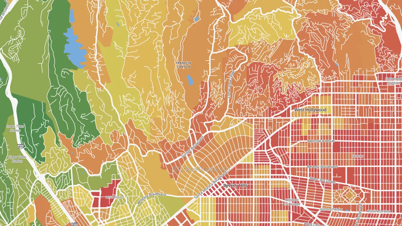 90210, CA Map of Vehicle Theft Rates
