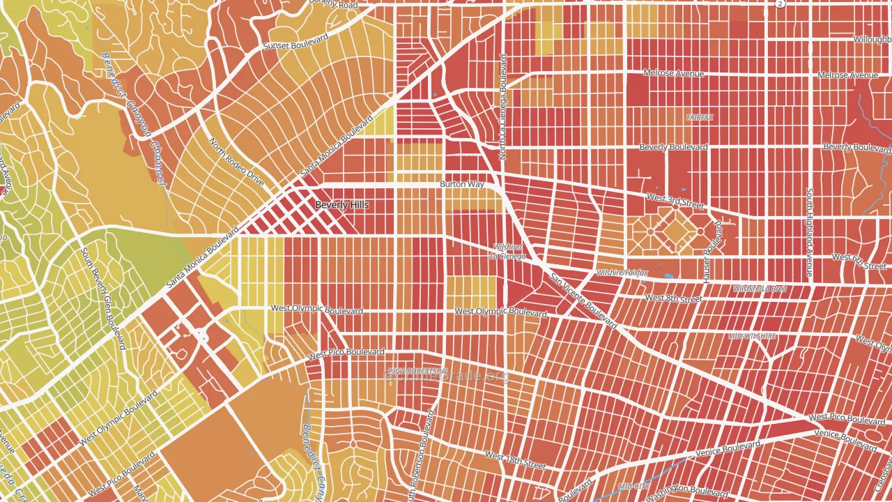 90211, CA Map of Vehicle Theft Rates