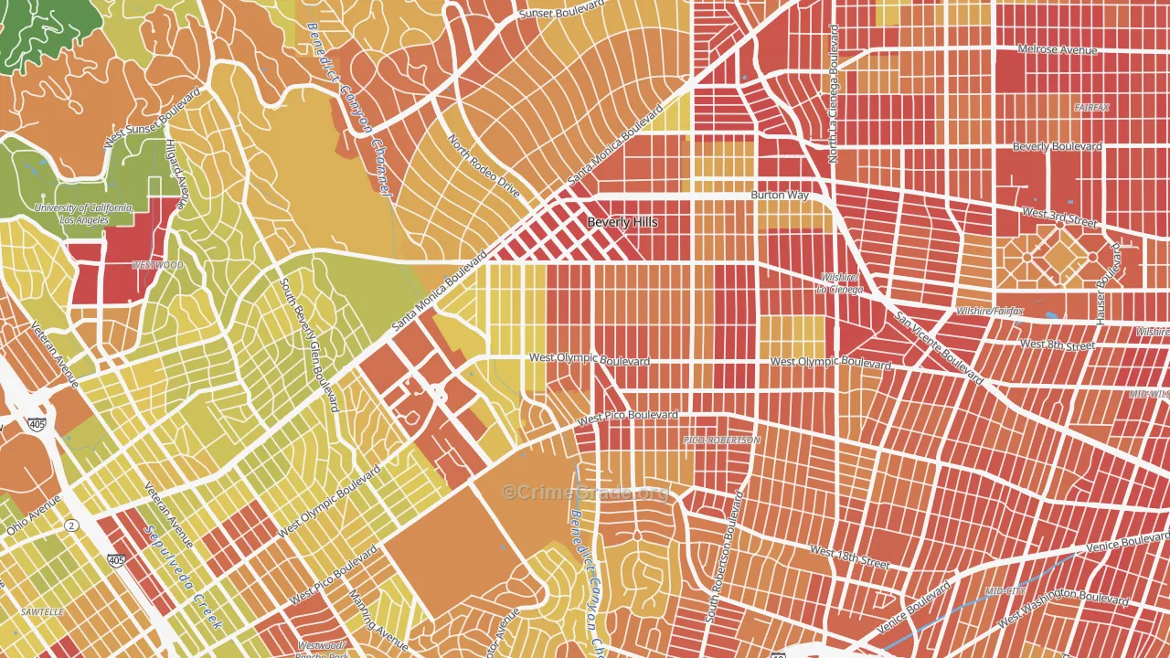 90212, CA Map of Vehicle Theft Rates