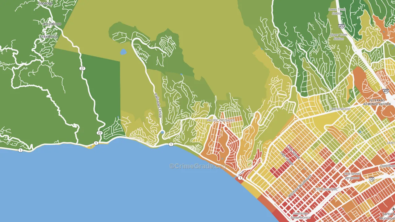 90272, CA Map of Vehicle Theft Rates