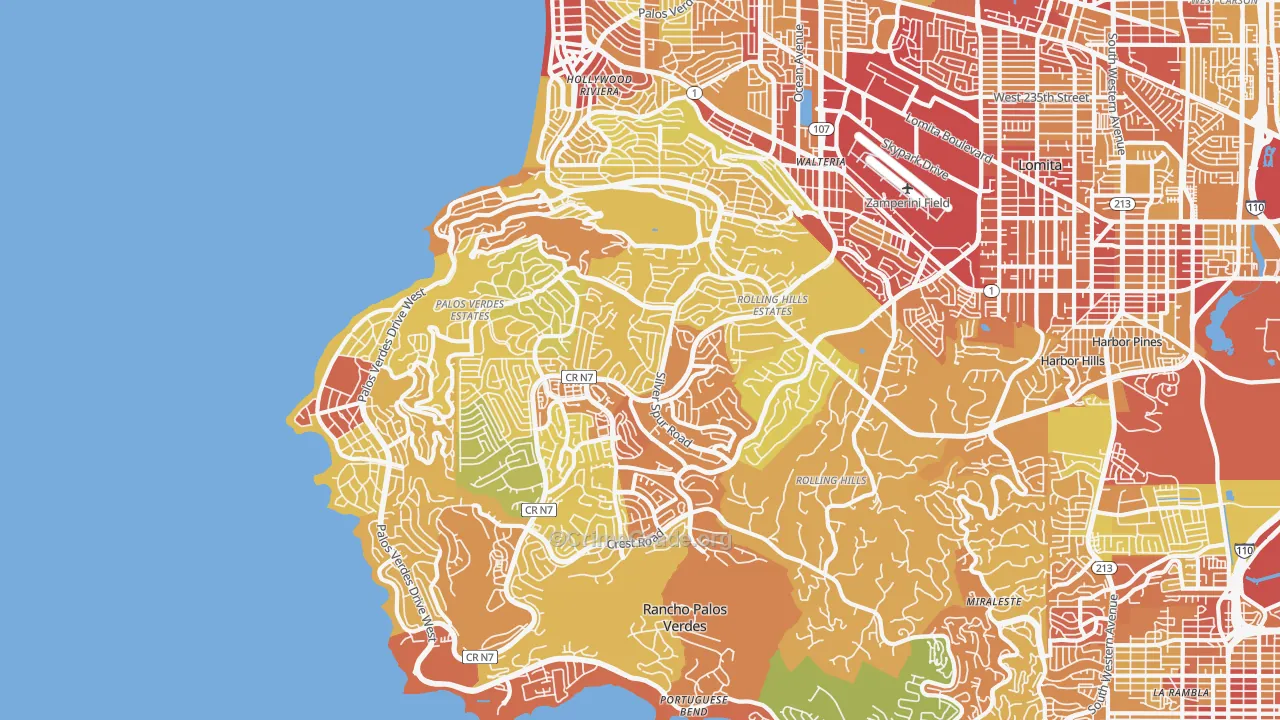 90274, CA Map of Vehicle Theft Rates