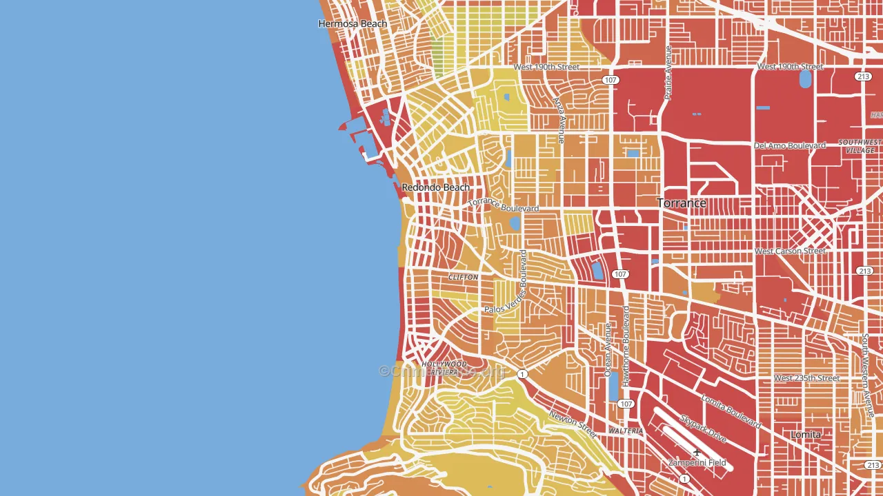 90277, CA Map of Vehicle Theft Rates