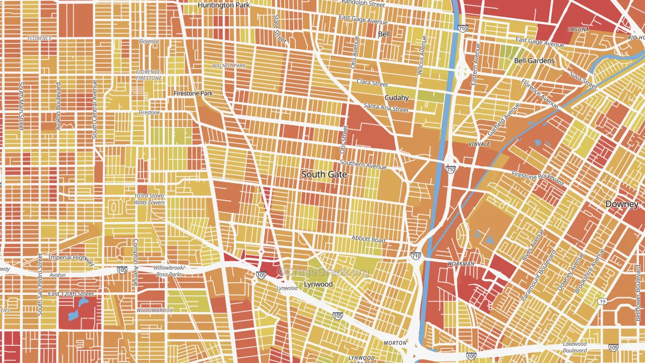 90280, CA Map of Vehicle Theft Rates