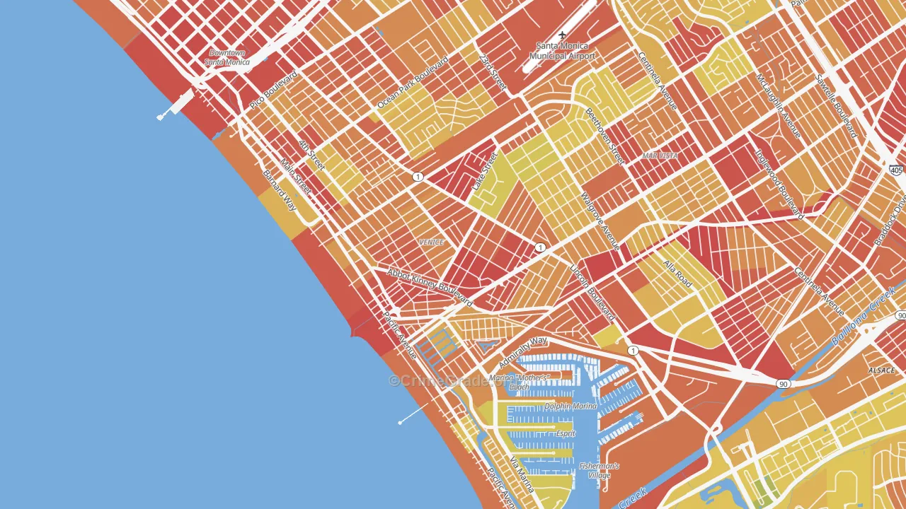 90291, CA Map of Vehicle Theft Rates