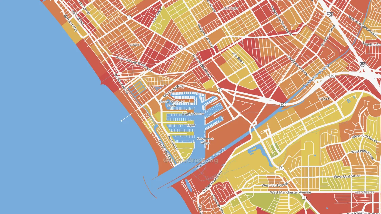 90292, CA Map of Vehicle Theft Rates