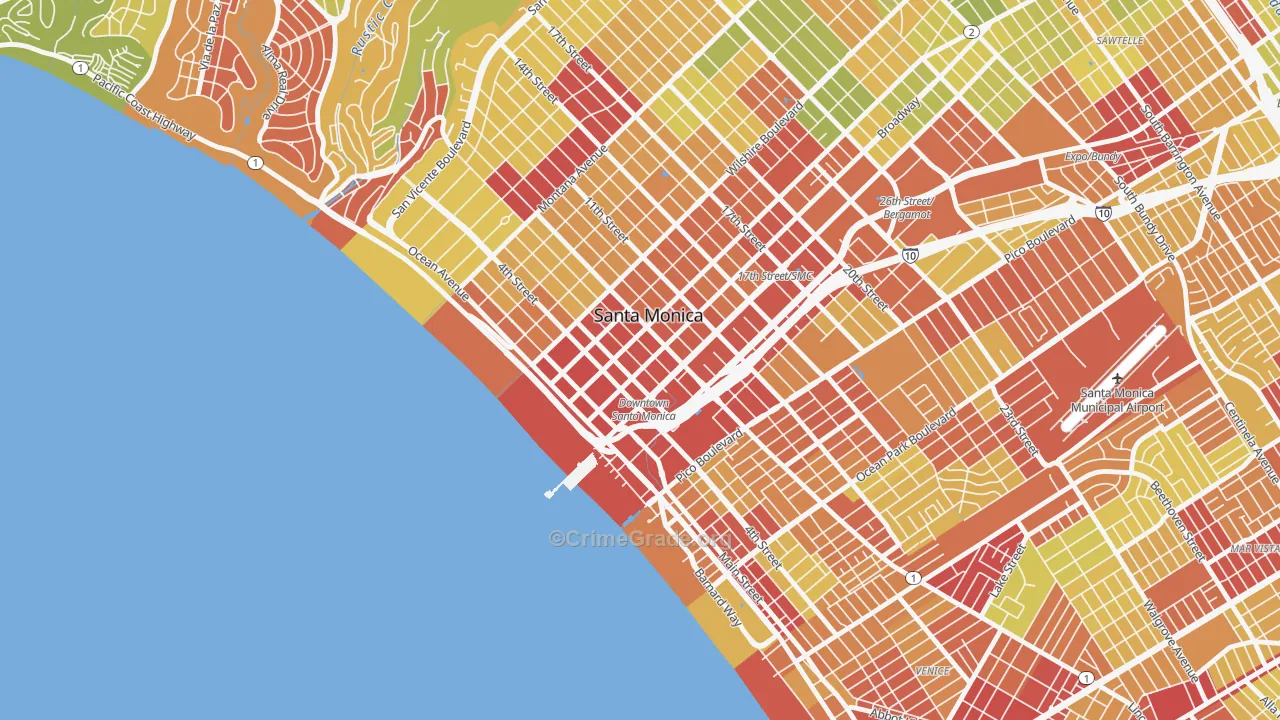 90401, CA Map of Vehicle Theft Rates