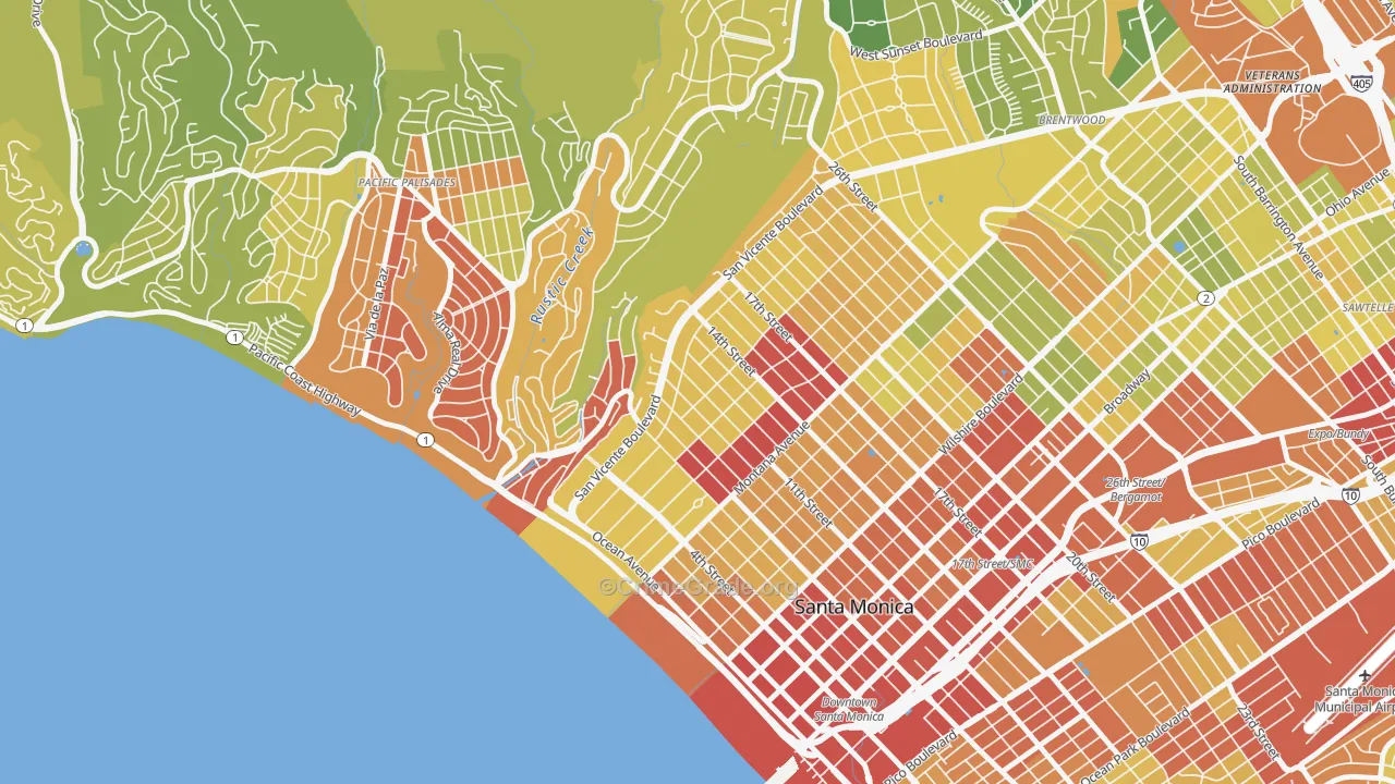 90402, CA Map of Vehicle Theft Rates
