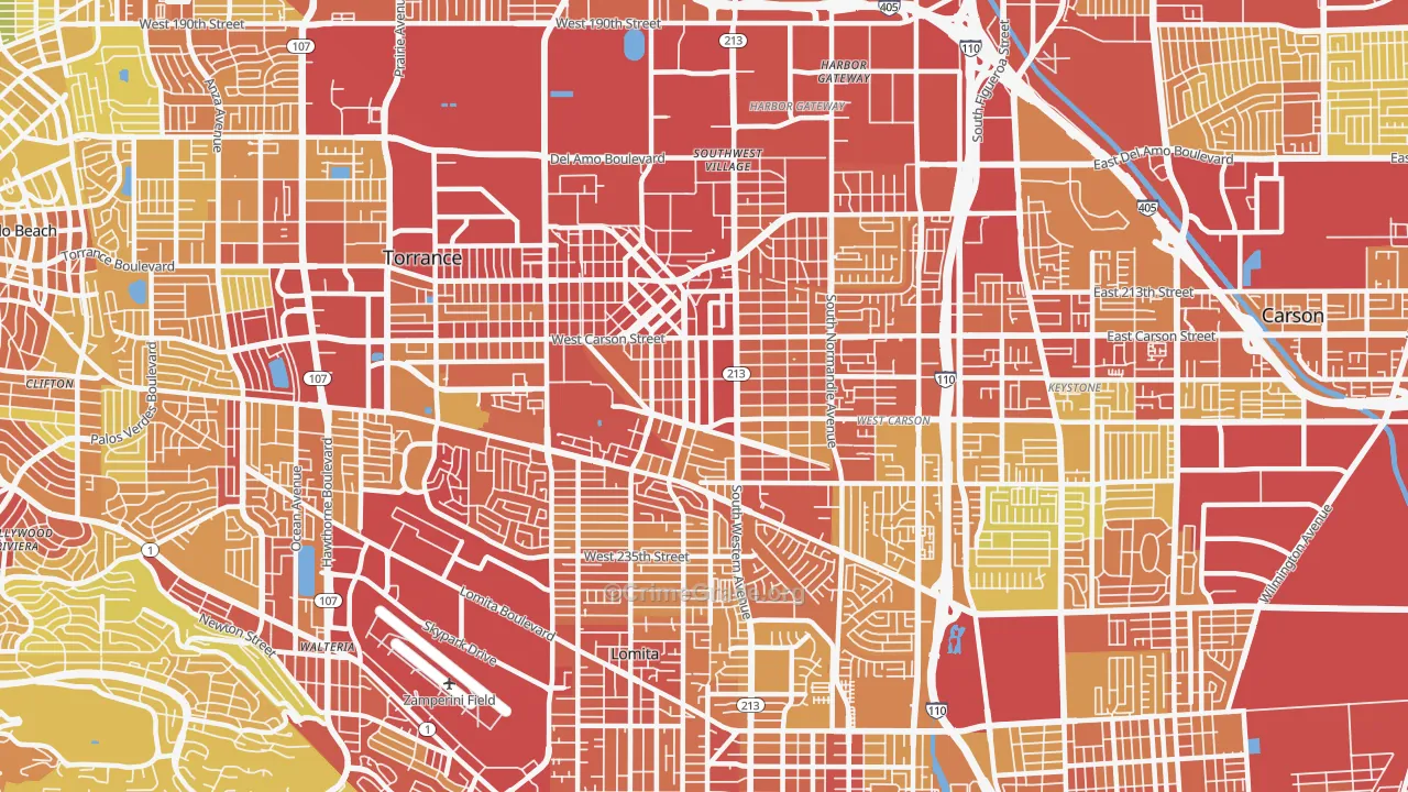 90501, CA Map of Vehicle Theft Rates