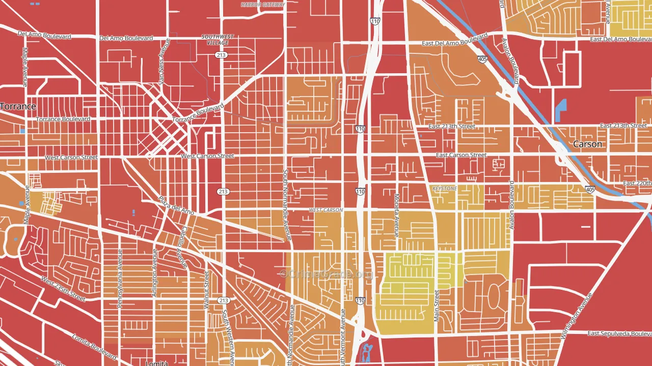 90502, CA Map of Vehicle Theft Rates