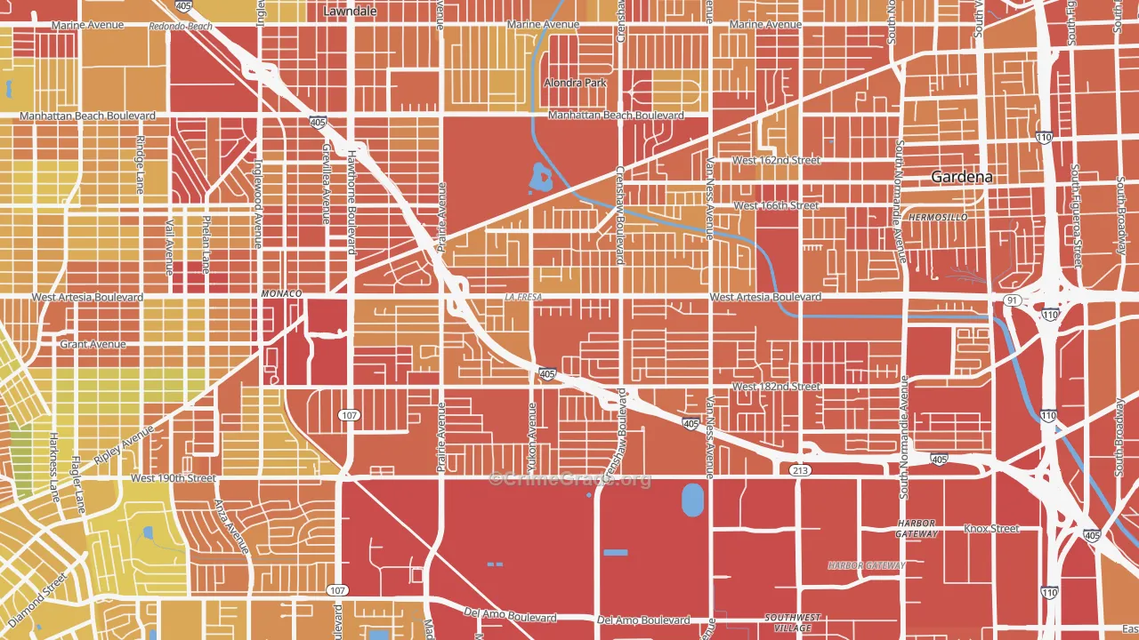 90504, CA Map of Vehicle Theft Rates