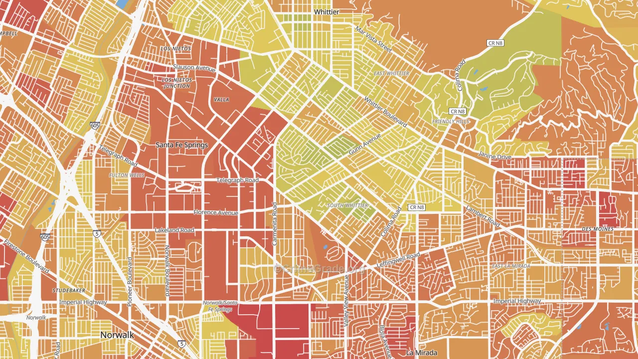 90605, CA Map of Vehicle Theft Rates