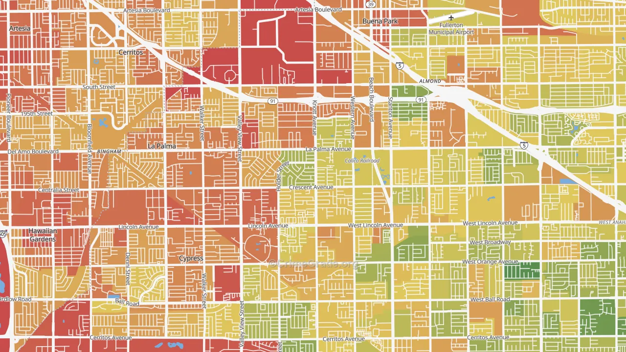 90620, CA Map of Vehicle Theft Rates
