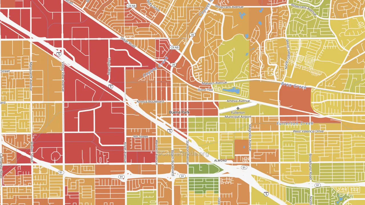 90621, CA Map of Vehicle Theft Rates