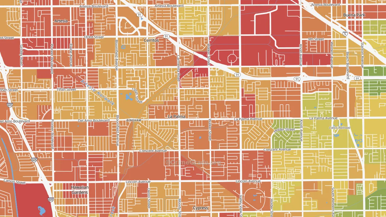 90623, CA Map of Vehicle Theft Rates