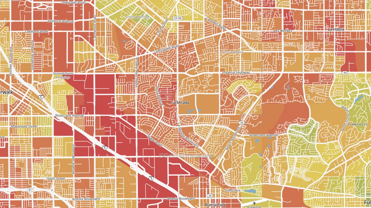 90638, CA Map of Vehicle Theft Rates