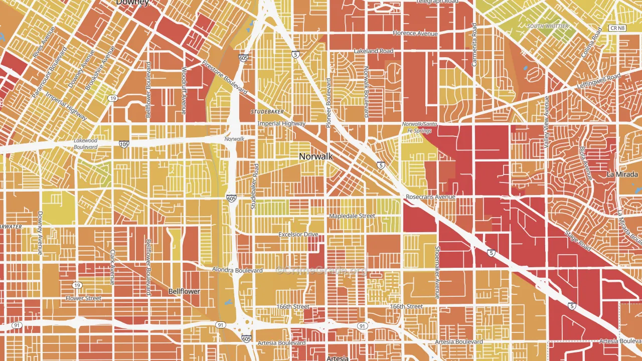 90650, CA Map of Vehicle Theft Rates