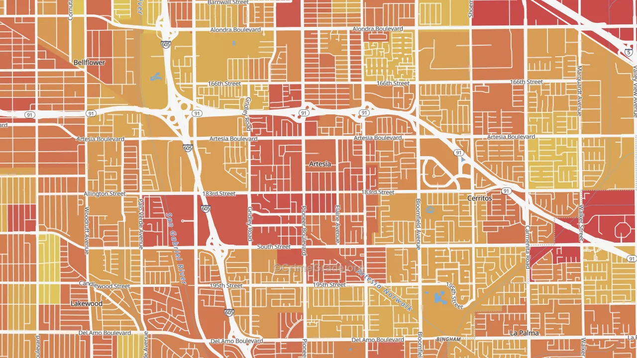 90701, CA Map of Vehicle Theft Rates
