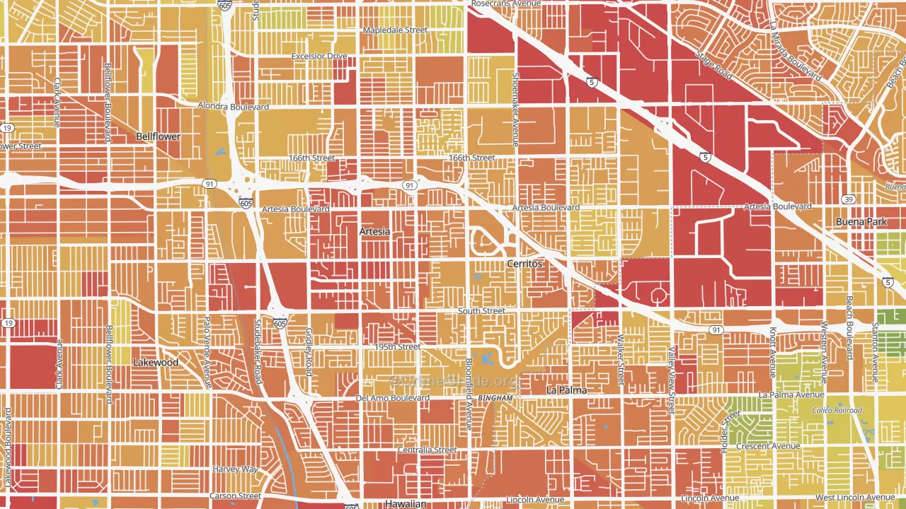 90703, CA Map of Vehicle Theft Rates