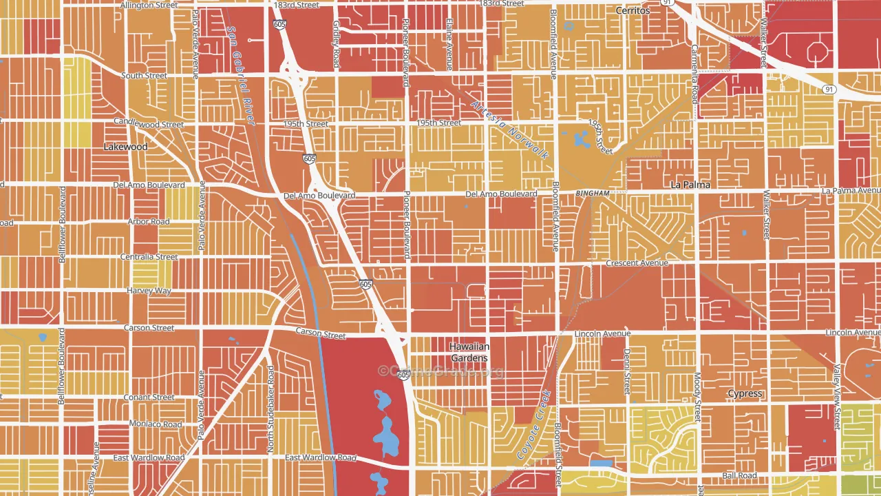90715, CA Map of Vehicle Theft Rates