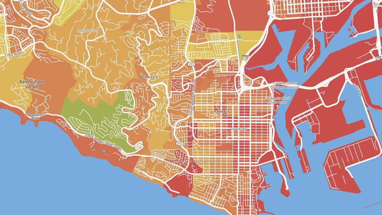 90732, CA Map of Vehicle Theft Rates