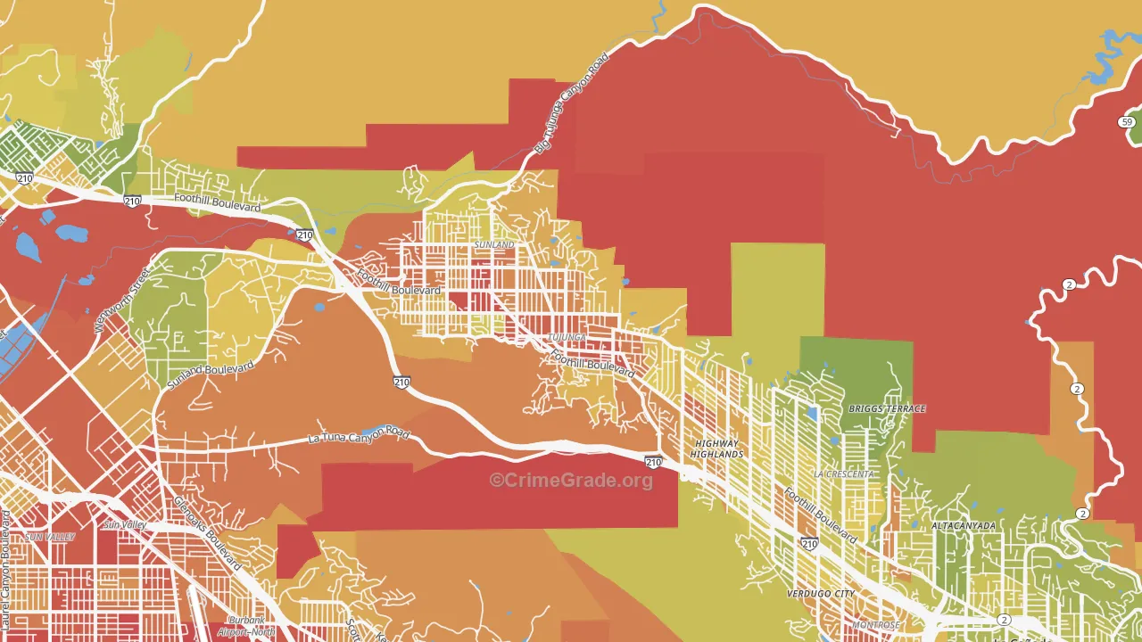 91042, CA Map of Vehicle Theft Rates