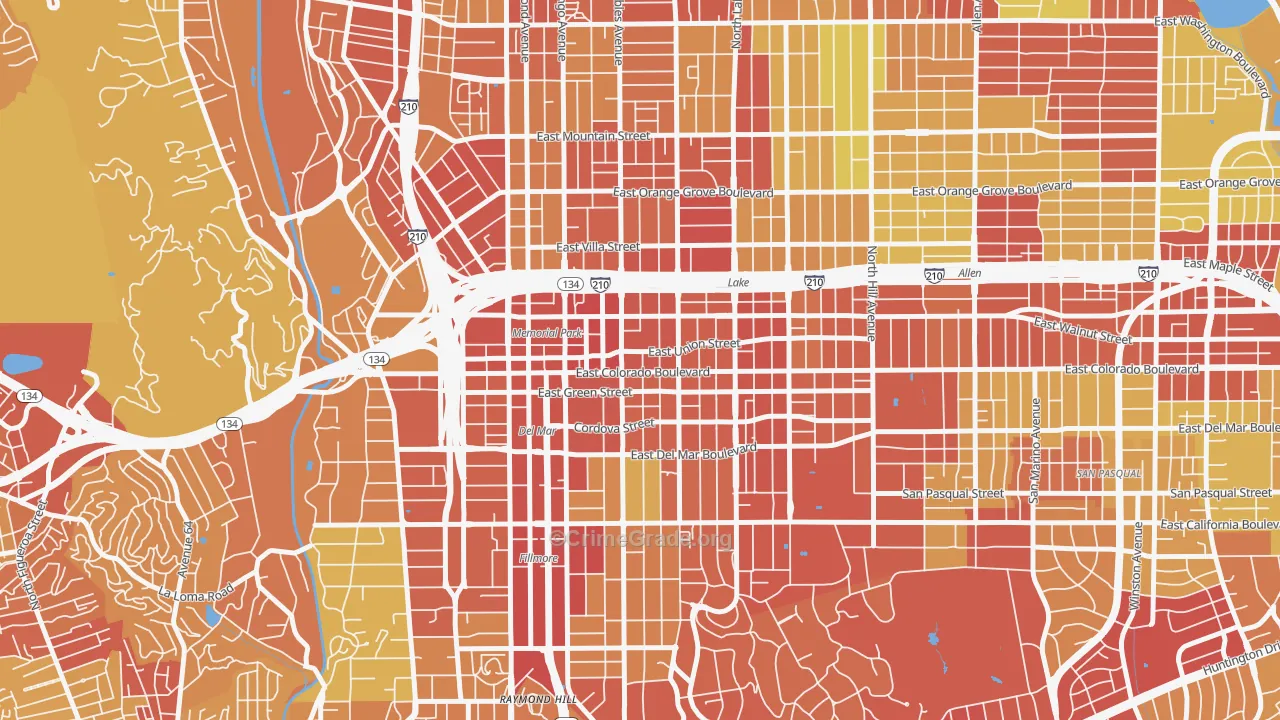 91101, CA Map of Vehicle Theft Rates