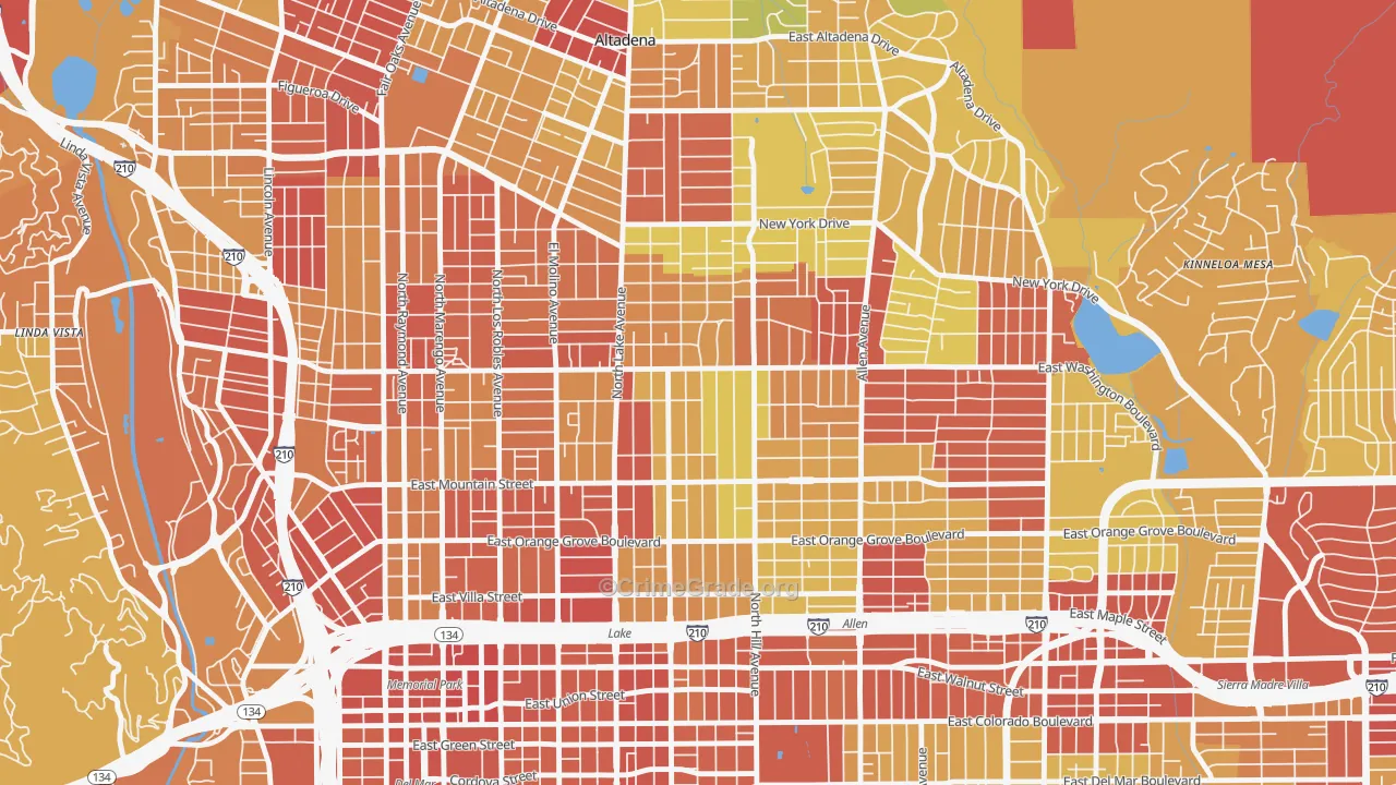 91104, CA Map of Vehicle Theft Rates