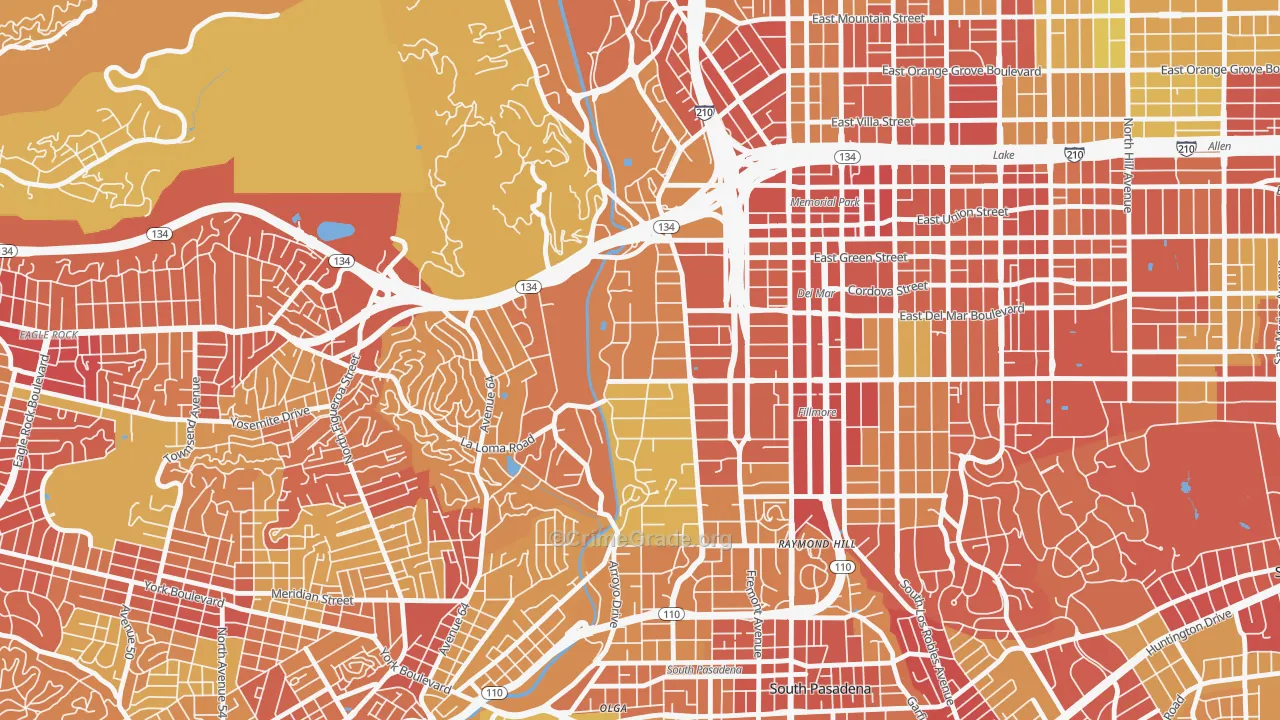 91105, CA Map of Vehicle Theft Rates