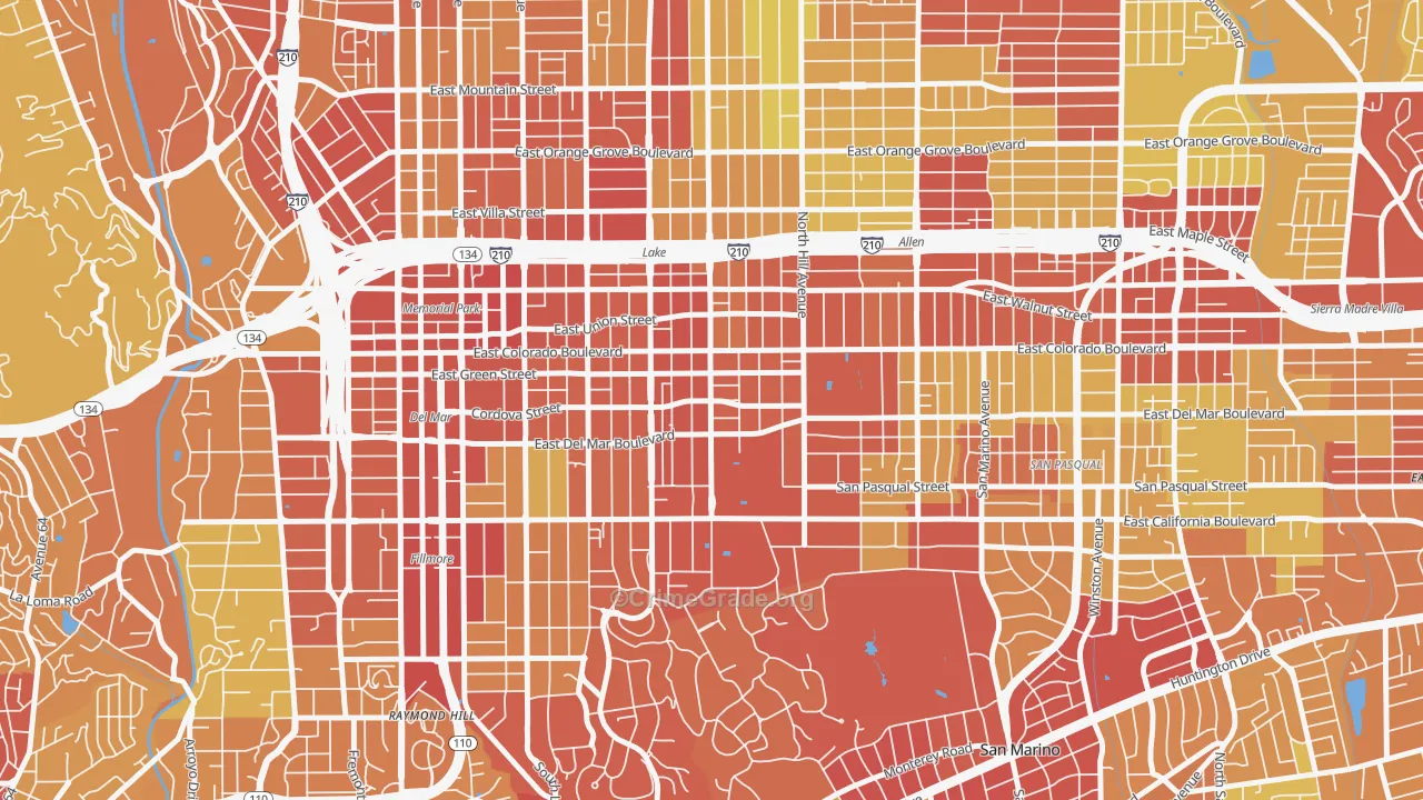 91106, CA Map of Vehicle Theft Rates
