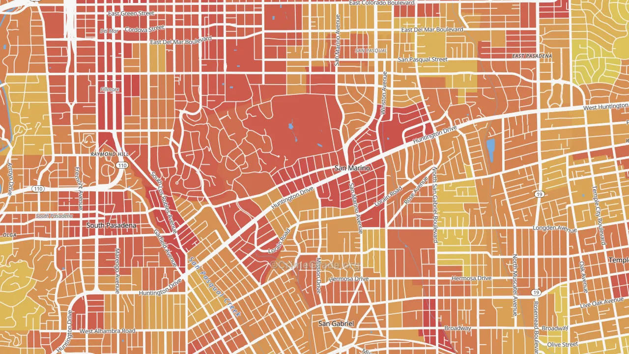 91108, CA Map of Vehicle Theft Rates