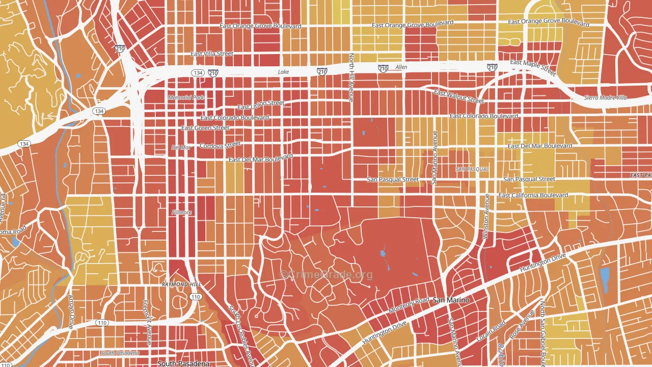 91125, CA Map of Vehicle Theft Rates