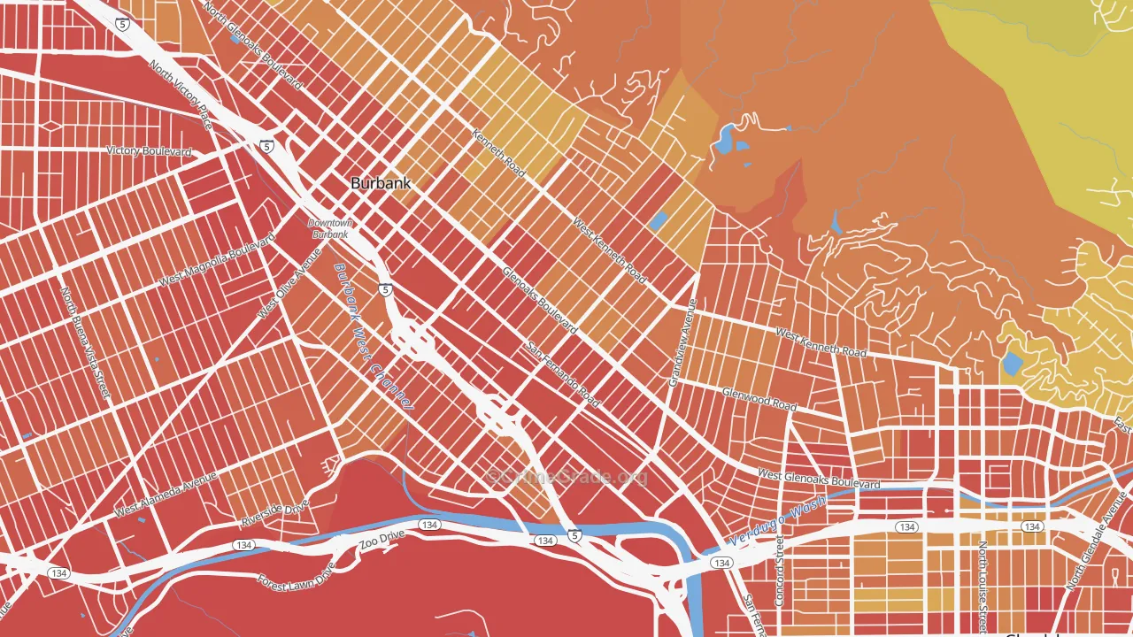 91201, CA Map of Vehicle Theft Rates
