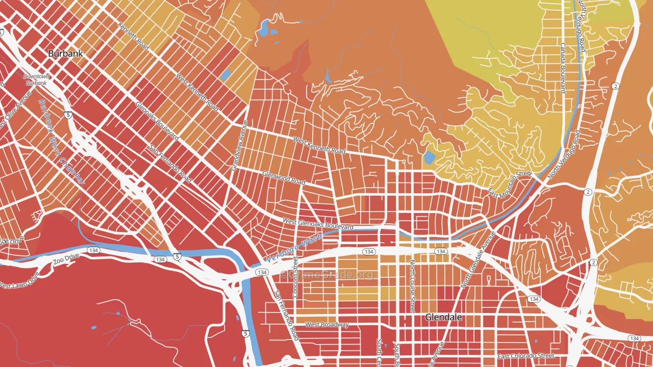 91202, CA Map of Vehicle Theft Rates