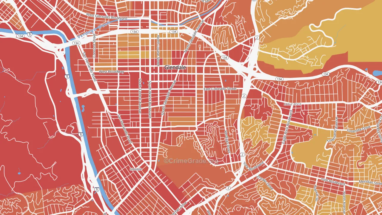 91205, CA Map of Vehicle Theft Rates