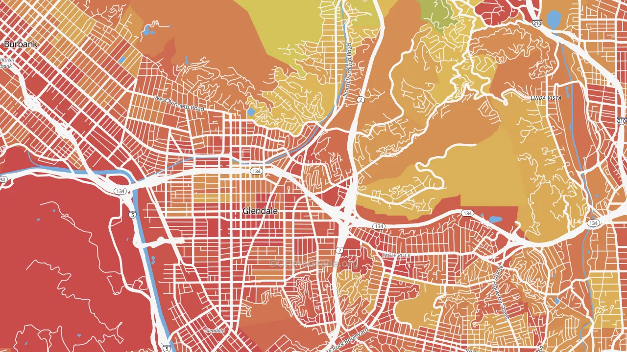 91206, CA Map of Vehicle Theft Rates
