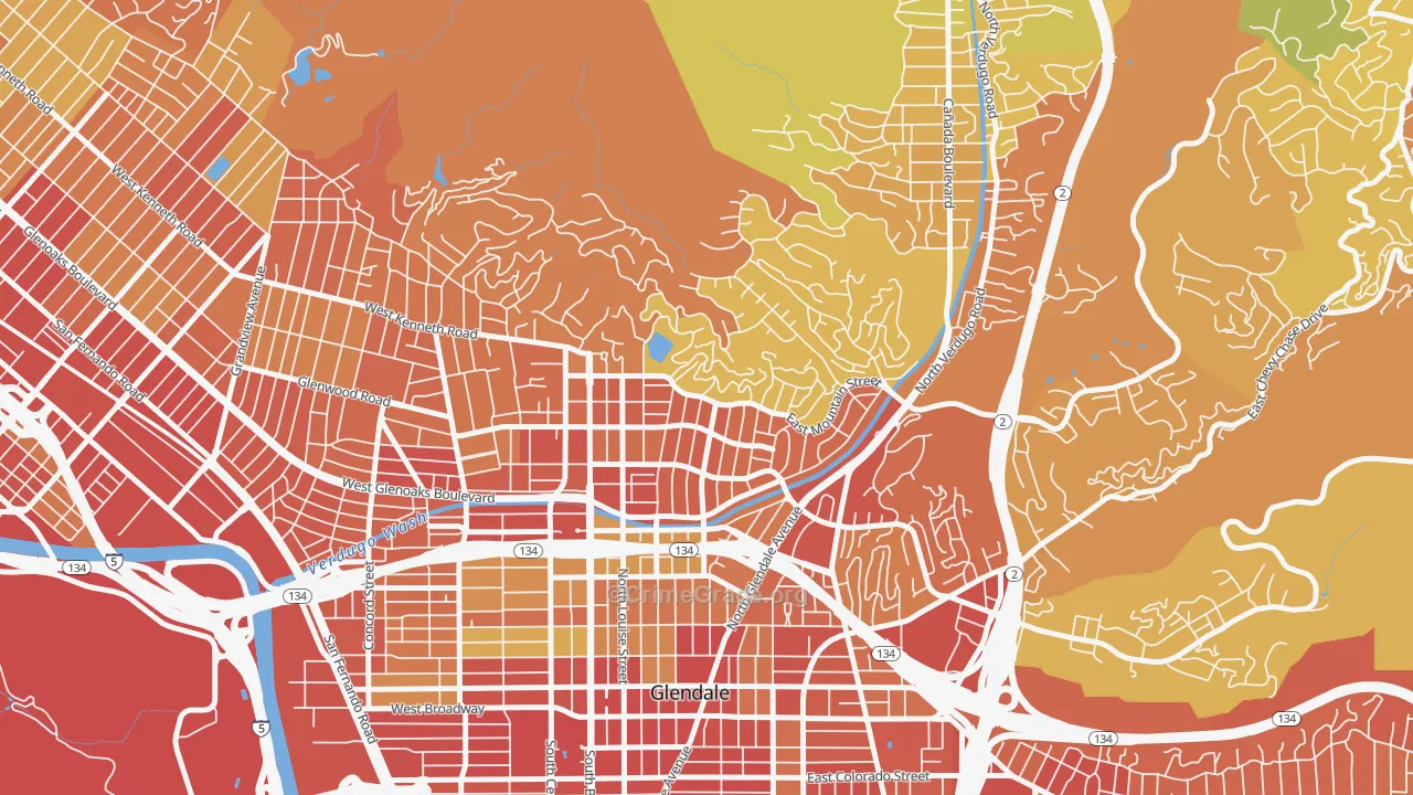 91207, CA Map of Vehicle Theft Rates