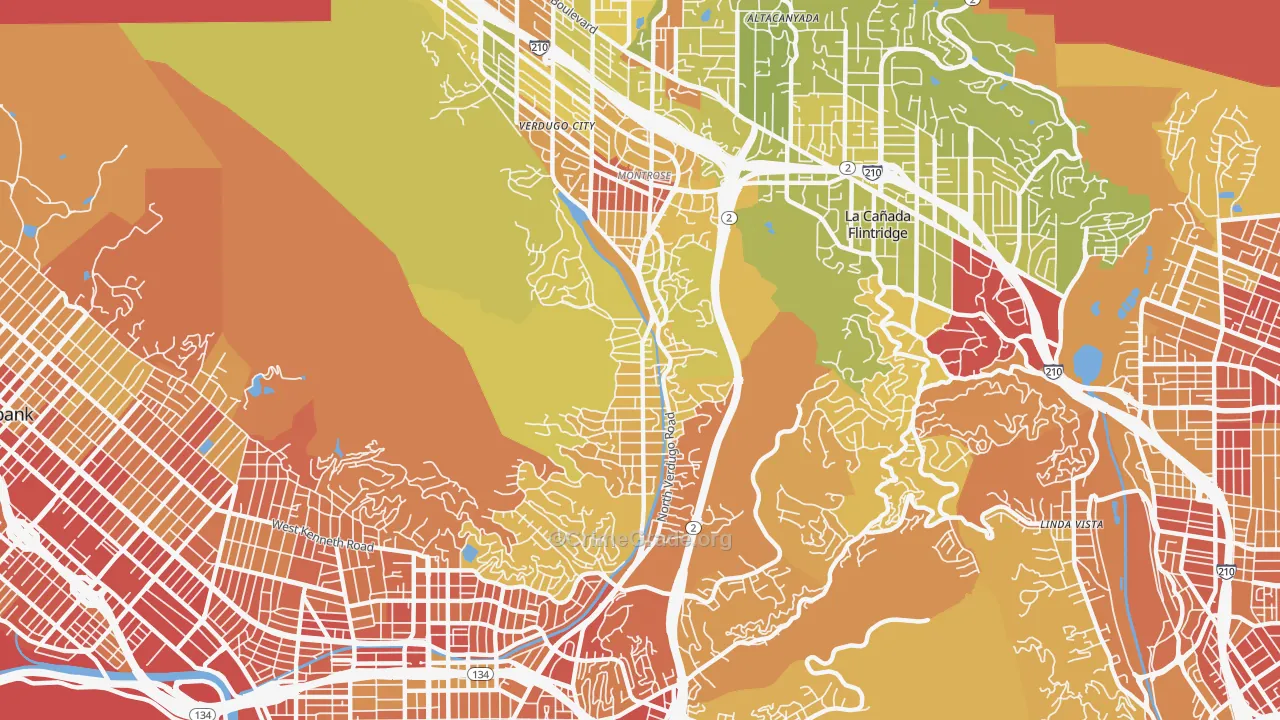 91208, CA Map of Vehicle Theft Rates