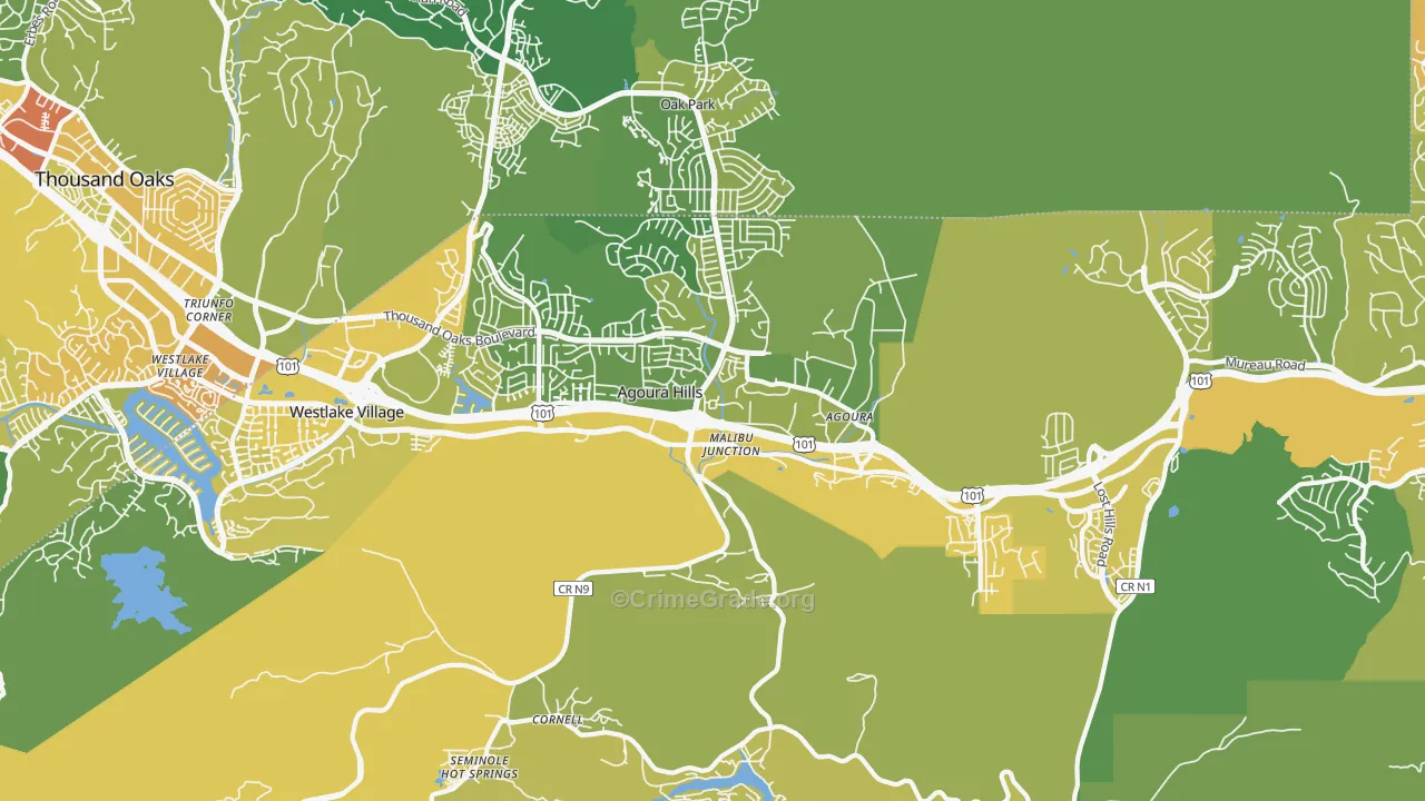 91301, CA Map of Vehicle Theft Rates