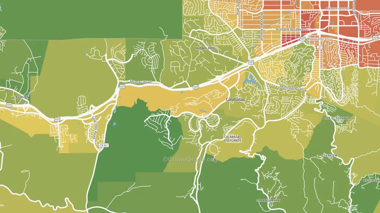 91302, CA Map of Vehicle Theft Rates
