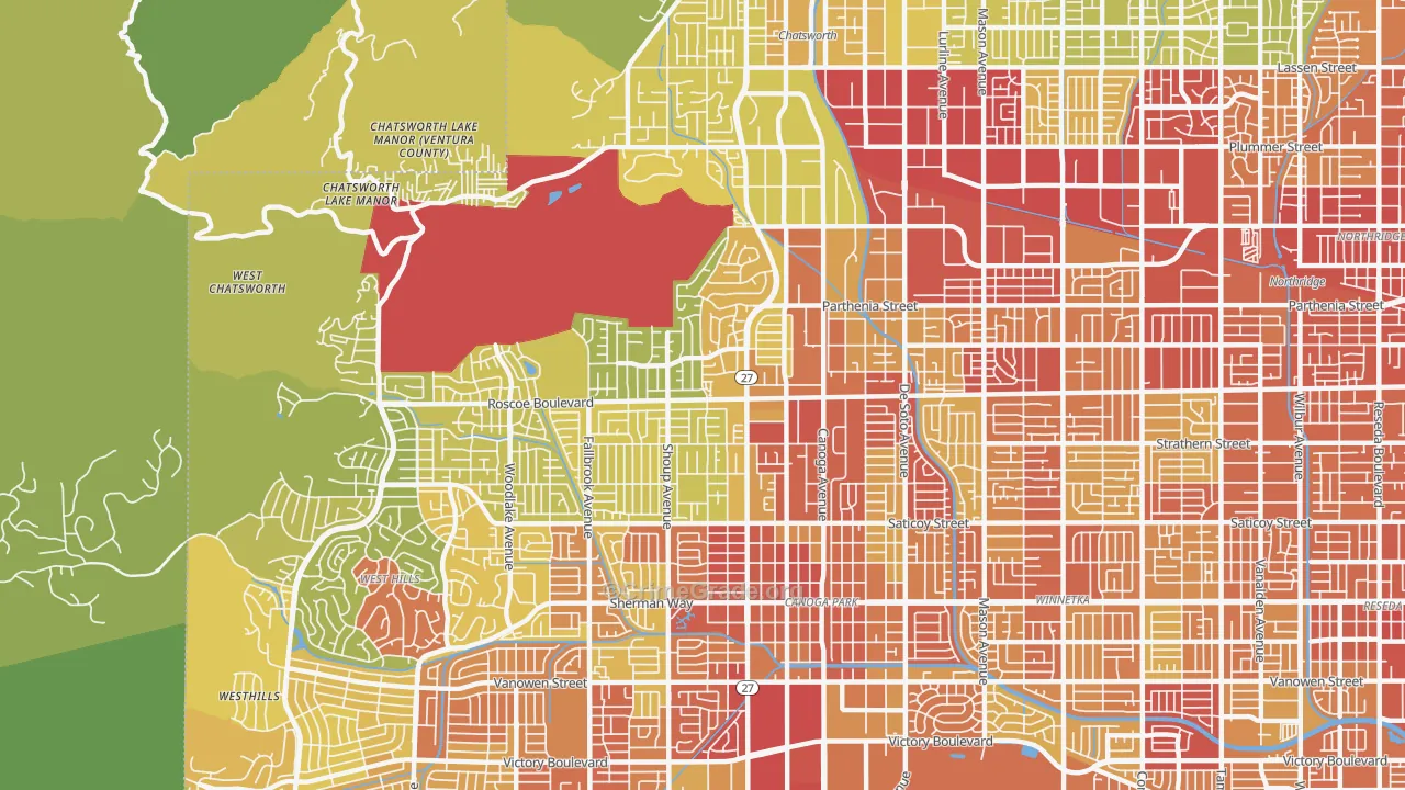 91304, CA Map of Vehicle Theft Rates