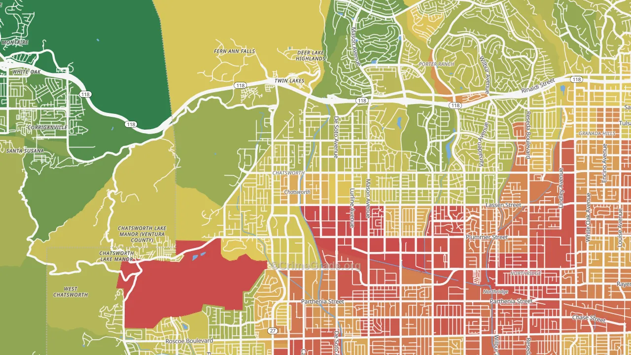 91311, CA Map of Vehicle Theft Rates