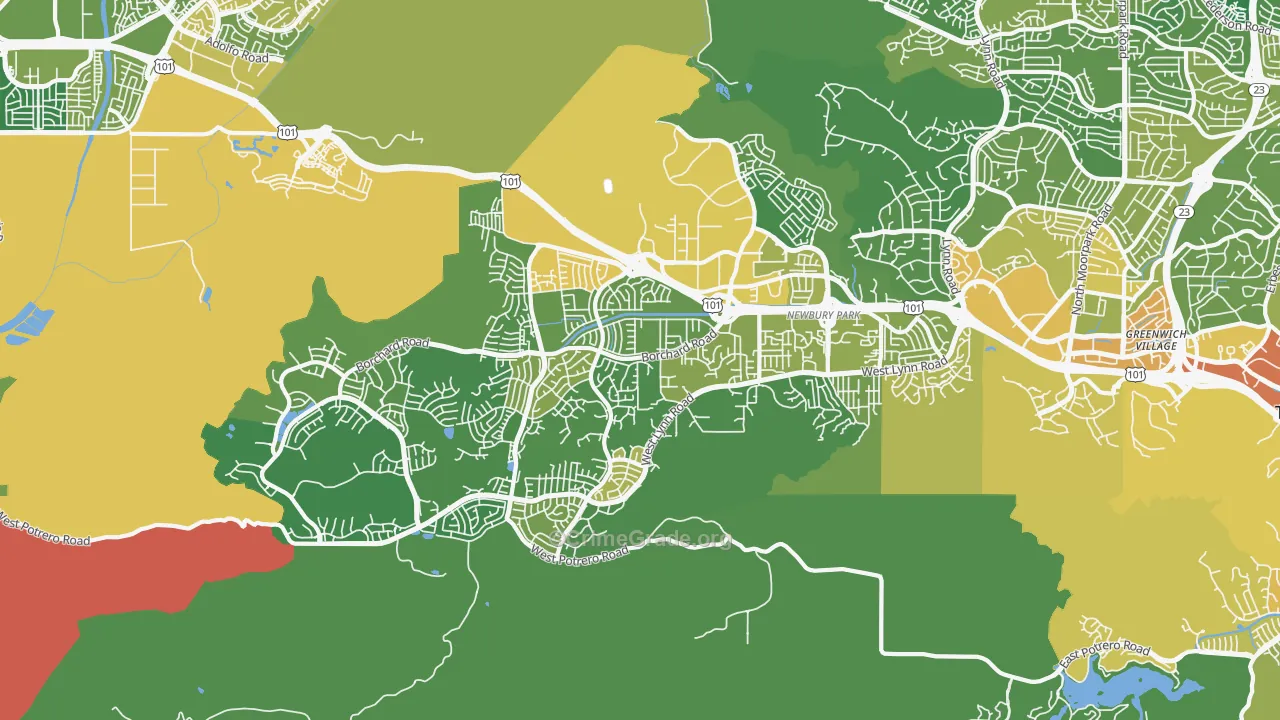 91320, CA Map of Vehicle Theft Rates