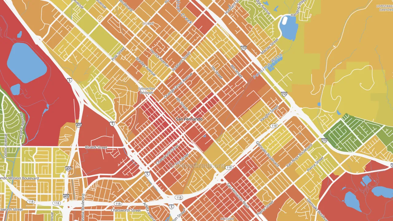 91340, CA Map of Vehicle Theft Rates