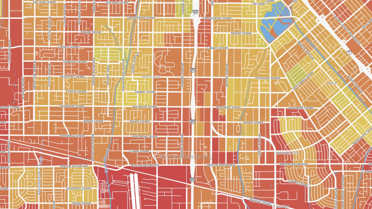 91343, CA Map of Vehicle Theft Rates