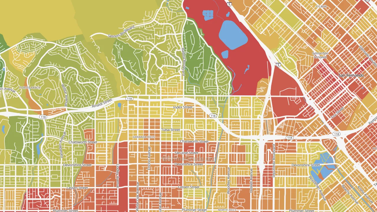 91344, CA Map of Vehicle Theft Rates