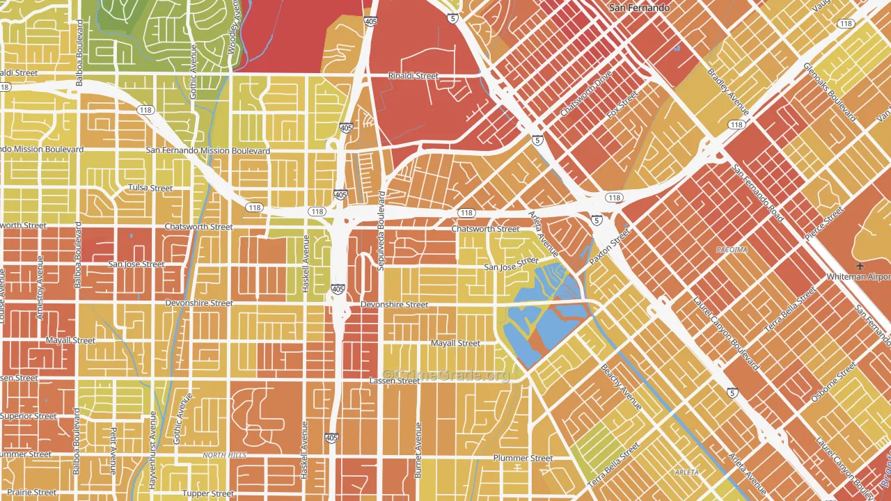91345, CA Map of Vehicle Theft Rates