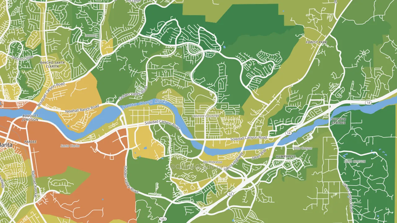 91351, CA Map of Vehicle Theft Rates