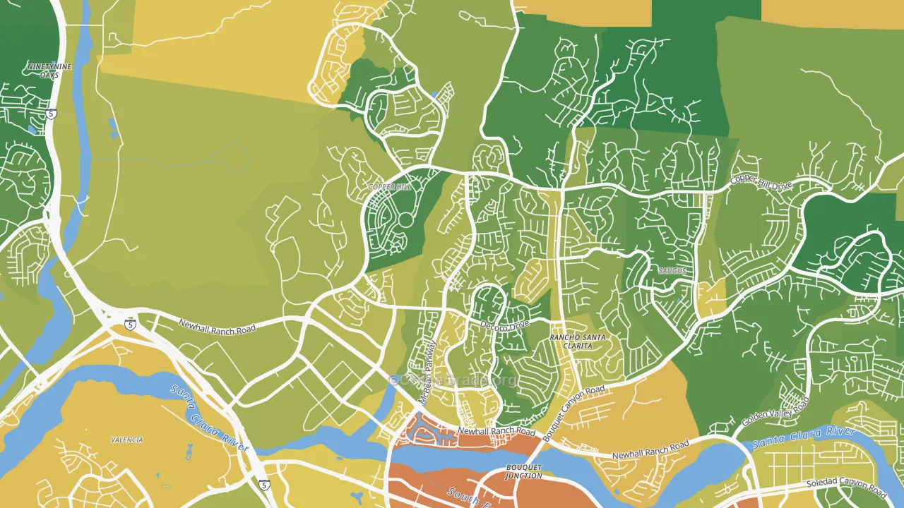 91354, CA Map of Vehicle Theft Rates