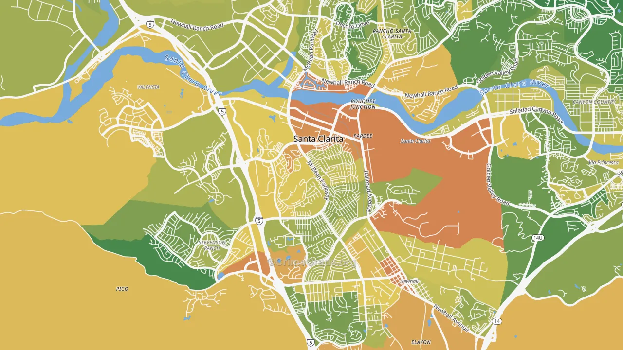 91355, CA Map of Vehicle Theft Rates